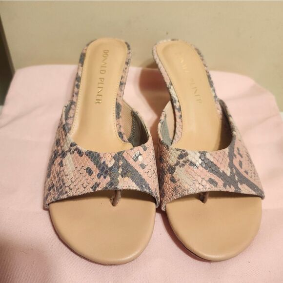 Donald J Pliner "Luis" Peach Python Print Leather Slide Sandals Sz.6 Ret.$235 - Picture 3 of 9